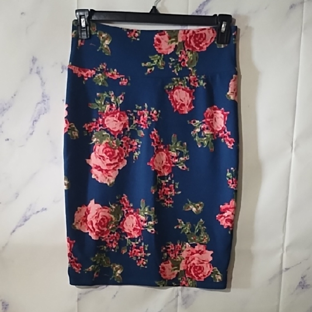 LuLaRoe Blue Floral Pencil Skirt